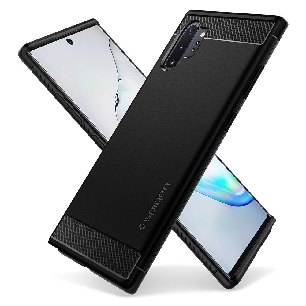 Ốp lưng chống sốc hàng hiệu Spigen Rugged Armor màu đen cho Galaxy Note 10 | Note 10 Plus