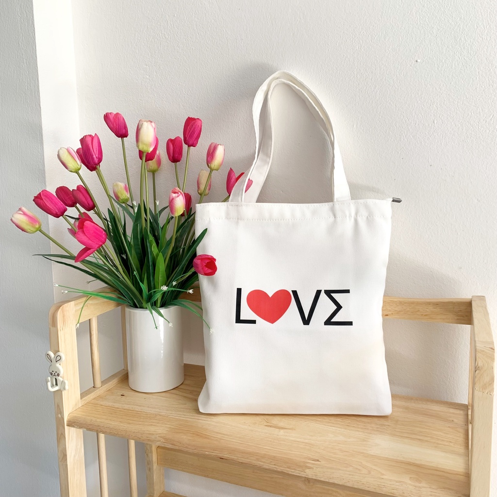 Túi tote vải canvas mềm đẹp có khóa miệng đựng đồ đi học đi chơi - solila.vn