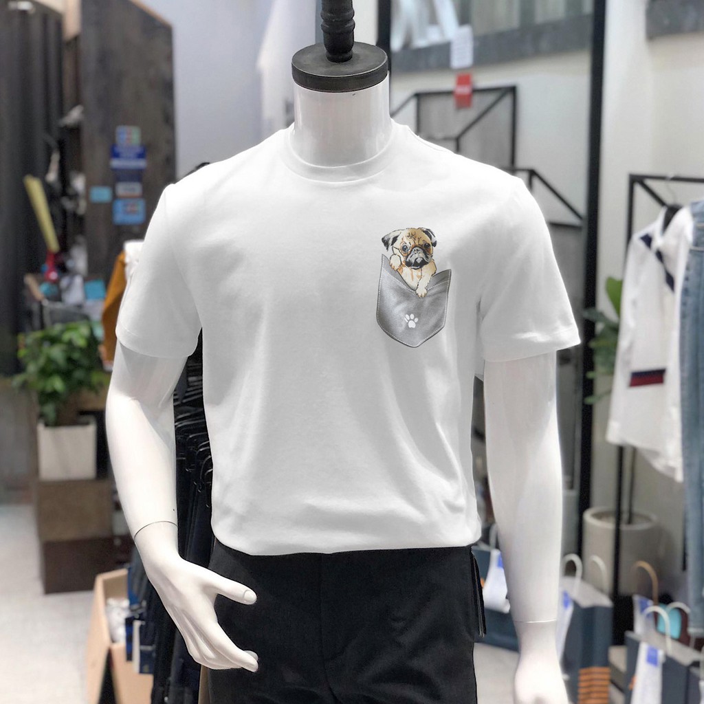 Áo thun nam Double'D họa tiết chú Pug Double'D form slim fit tay ngắn TSC | BigBuy360 - bigbuy360.vn