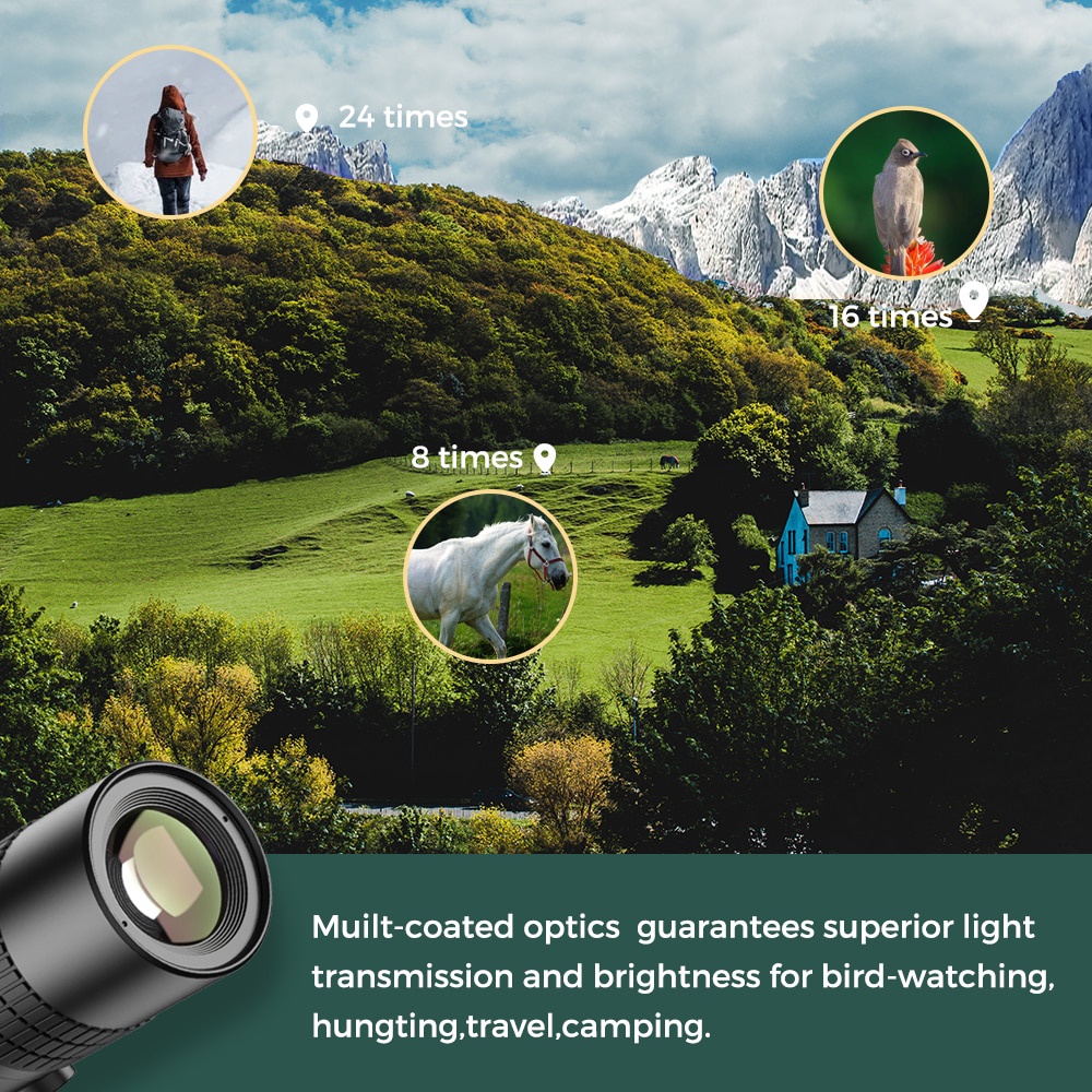 Ống kính lens tele Apexel 8-24X 30mm, chuyên dụng ngắm cảnh vật xa