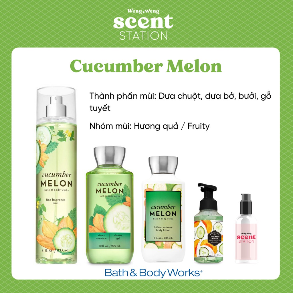 Bộ Sản Phẩm Chăm Sóc Cơ Thể Toàn Diện BBW mùi CUCUMBER MELON