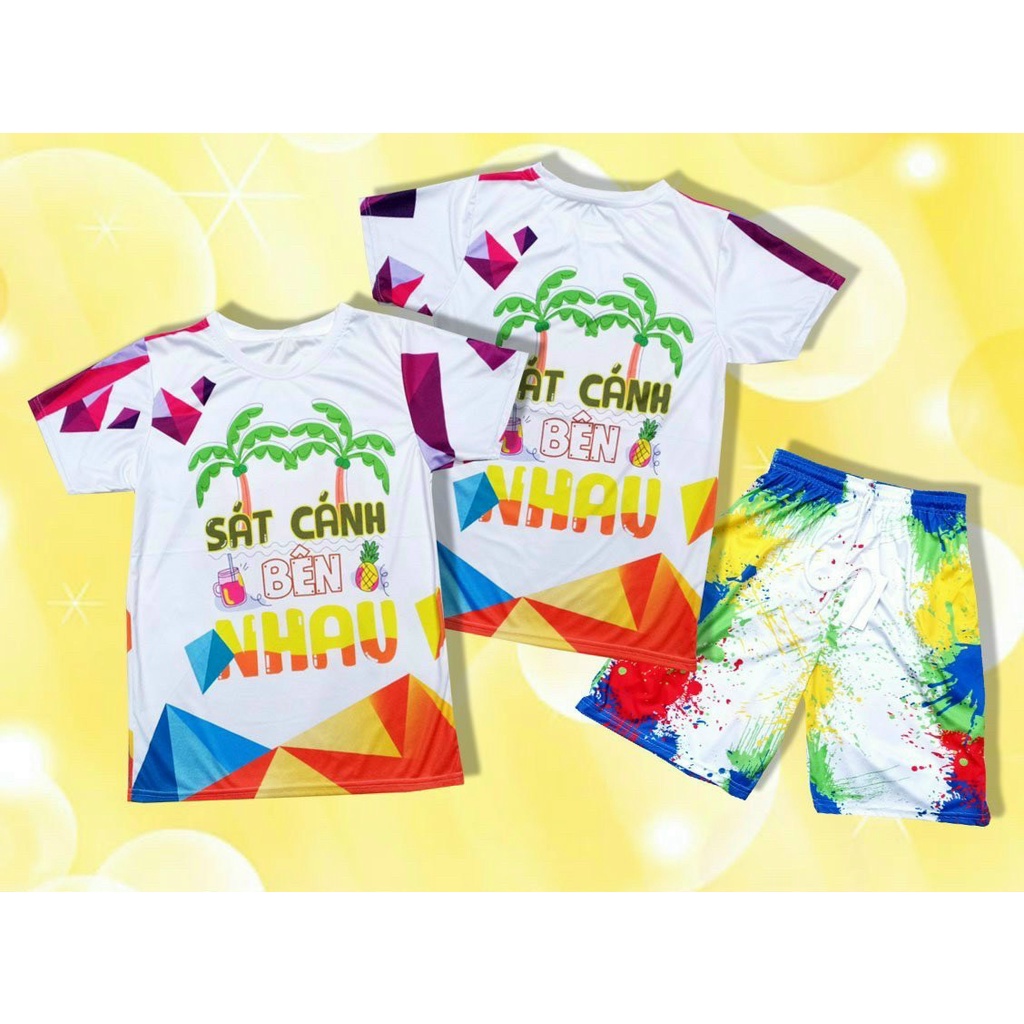 Bộ Thể Thao Nam Nữ Mùa Hè, Đồ Bộ Mặc Đi Du Lịch Đi Biển Chất Thun Lạnh Như Hình