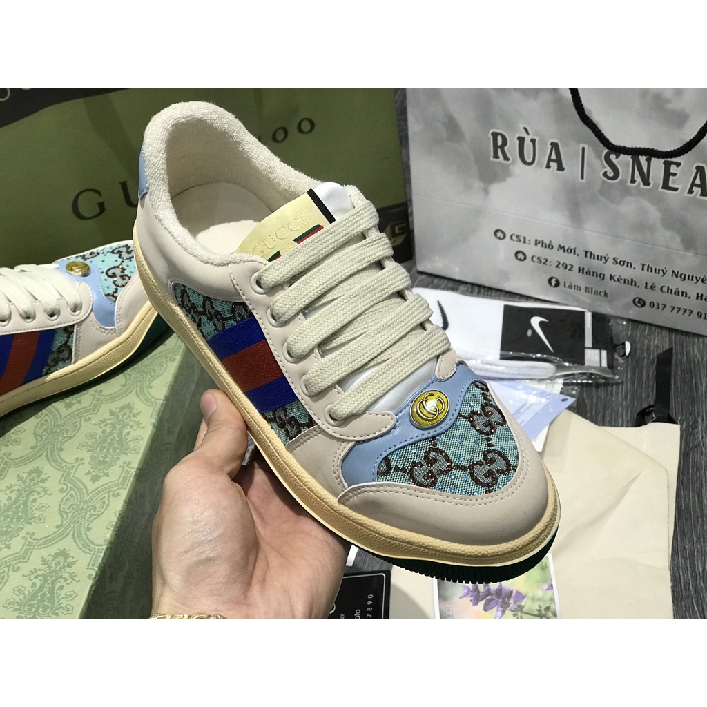 Siêu Phẩm Giày Thể Thao Sneaker Gu..CCi Xanh Đính Đá SIêu Xinh Cao Cấp Ảnh Thật + freeship + Tặng Tất