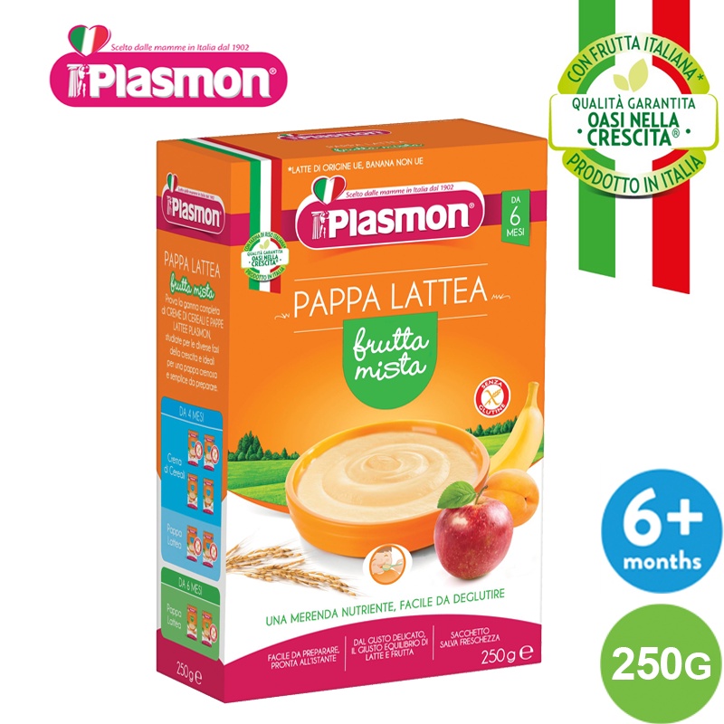 Bột Ăn Dặm Vị Gạo, Sữa và Trái Cây Nghiền Plasmon 250g (Date 31/03/2023) + Tặng 1 Hũ Táo Yến Mạch 170g (Date T7/2022)