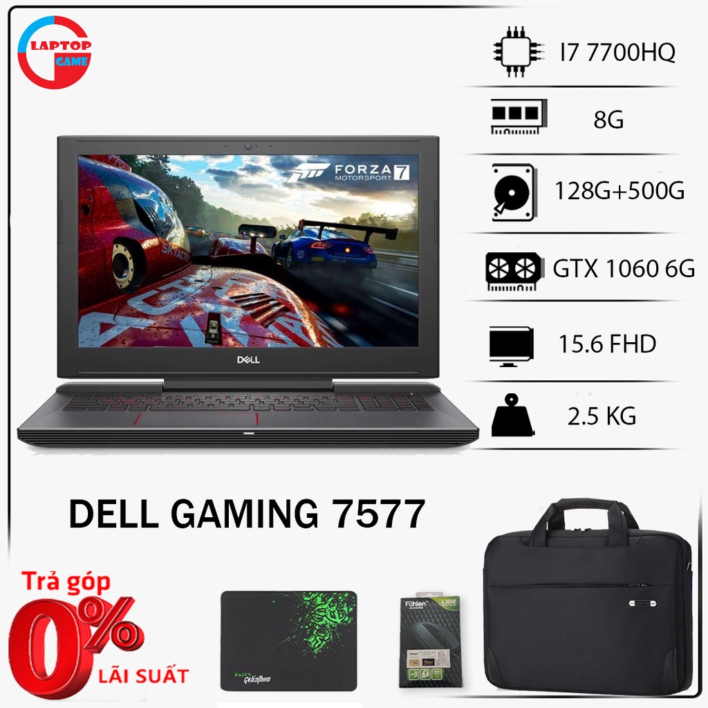 Quái vật game laptop Dell 7577 Corei5- 7300HQ , i7 7700HQ, gtx 1060 6g, laptop cũ chơi game cơ bản đồ họa