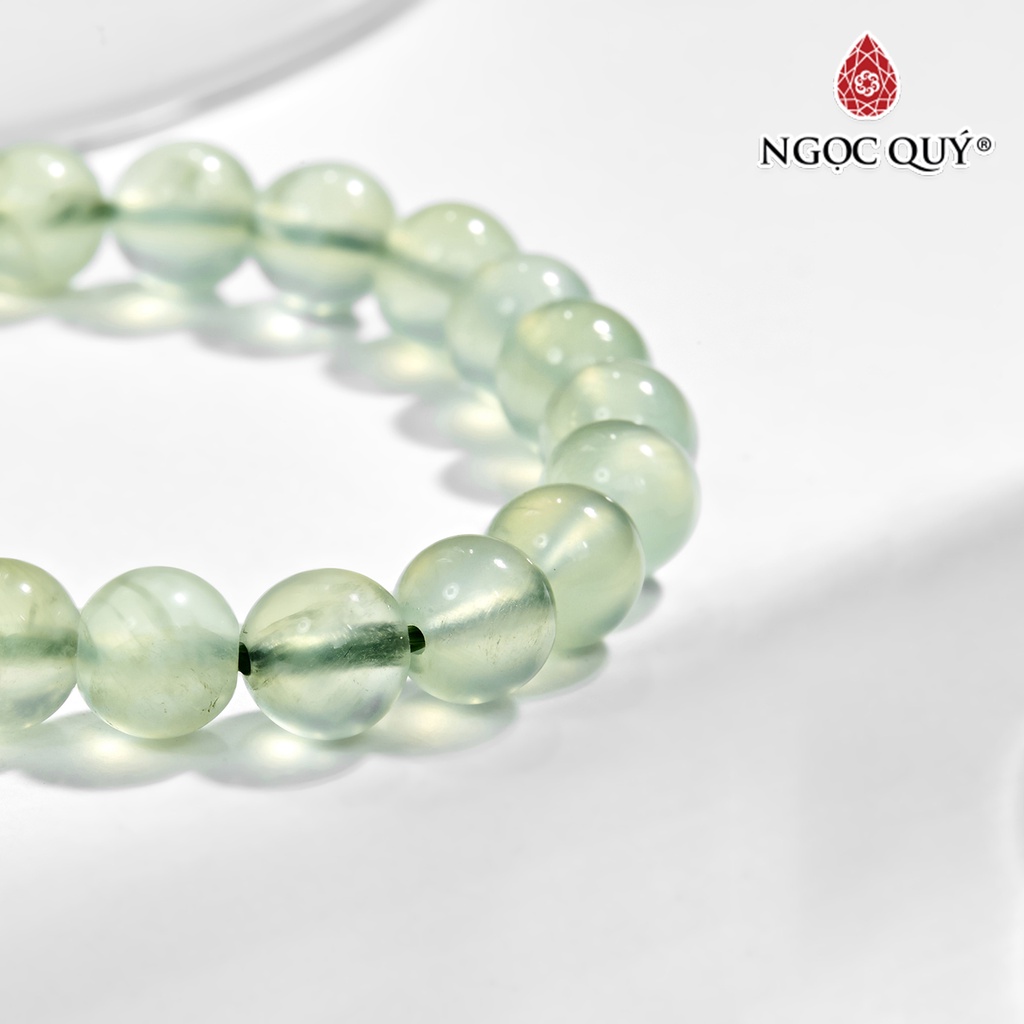 Vòng tay TA xanh phối charm lục tự bạc - Ngọc Quý