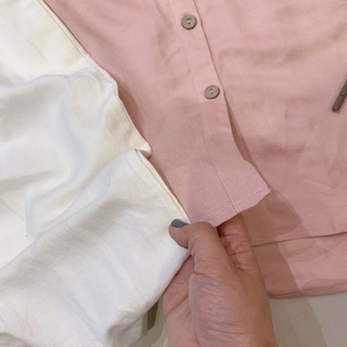 Đầm sơ mi linen màu trắng Lalastyle