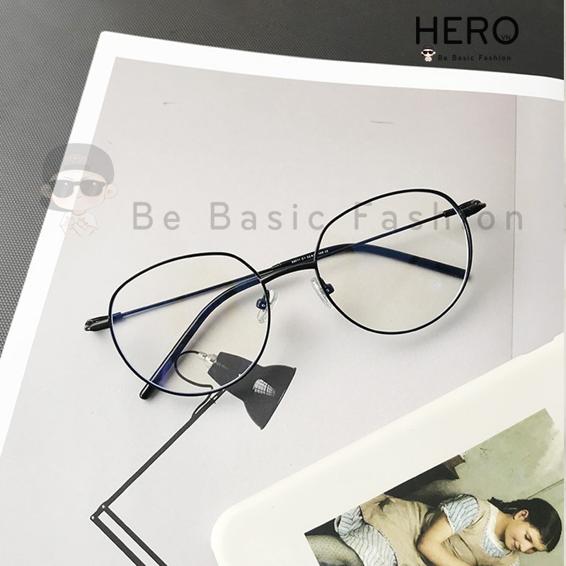 Kính Nobita Ulzzang Thời Trang Hàn Quốc, Kính Không Độ Giả Cận Gọng Oval Màu ĐenMrHERO KM01