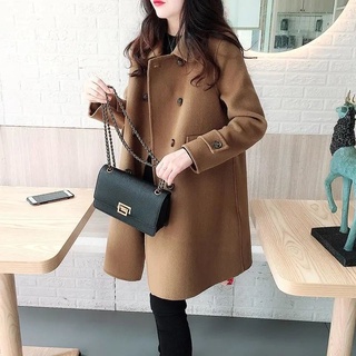 Thời trang áo khoác len lông cừu dáng dài phong cách hàn quốc cho nữ