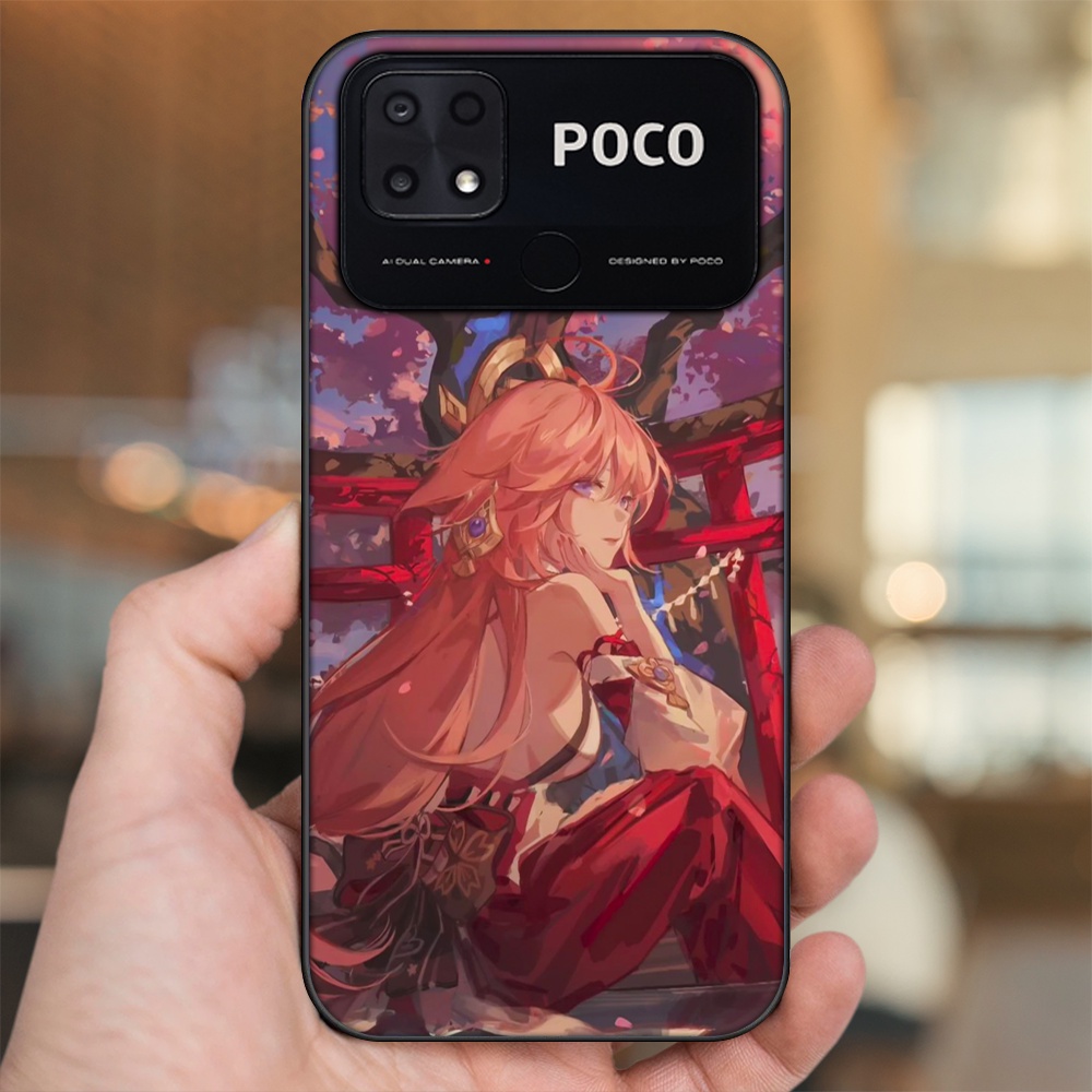 Ốp lưng Xiaomi Poco C40 viền đen in hình Yae Miko Genshin Impact