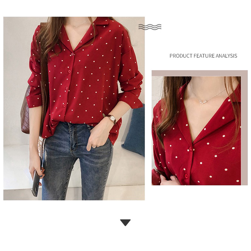 Áo Sơ Mi Chiffon Chấm Bi Thời Trang Cho Nữ