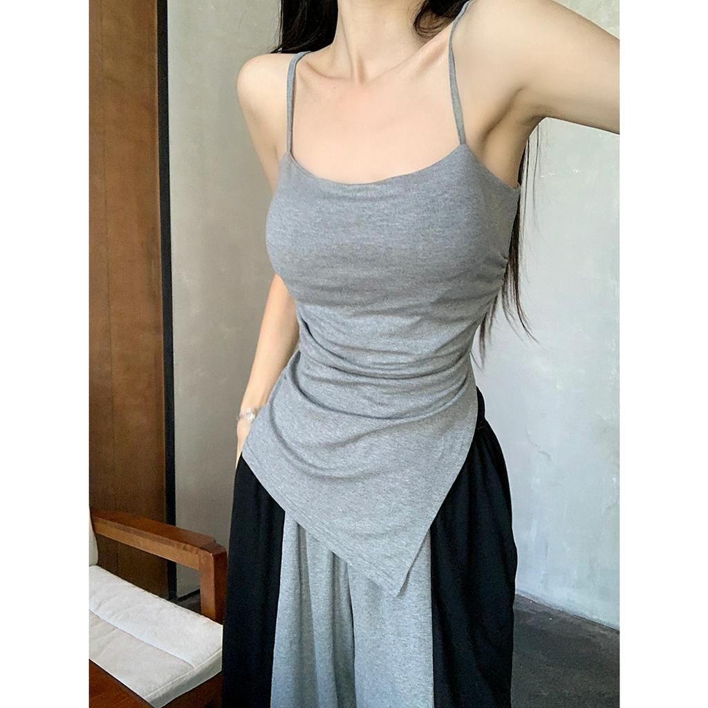 Set Áo Tank Top Hai Dây Xẻ Tà Và Quần Ống Rộng Quét Sàn Cho Nữ (Đặt Hàng)