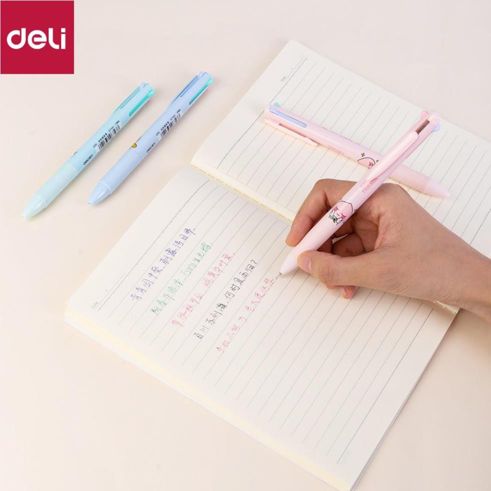 Bút bi dầu nhiều màu Kakao Friends Deli – 4 màu ngòi - S170-KM-01 [Deli]
