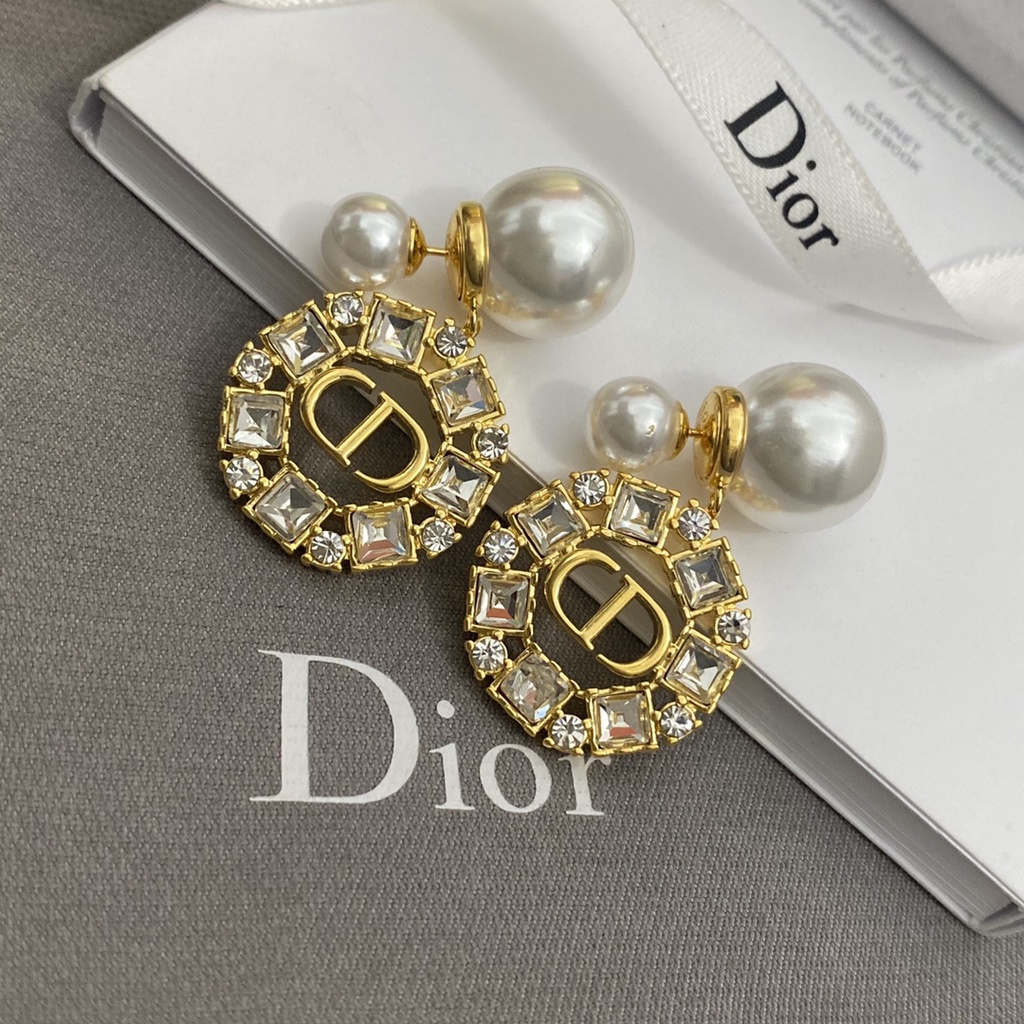 Khuyên Tai Tròn Khắc Chữ Dior Bằng Thép Titanium Thời Trang Cho Nữ