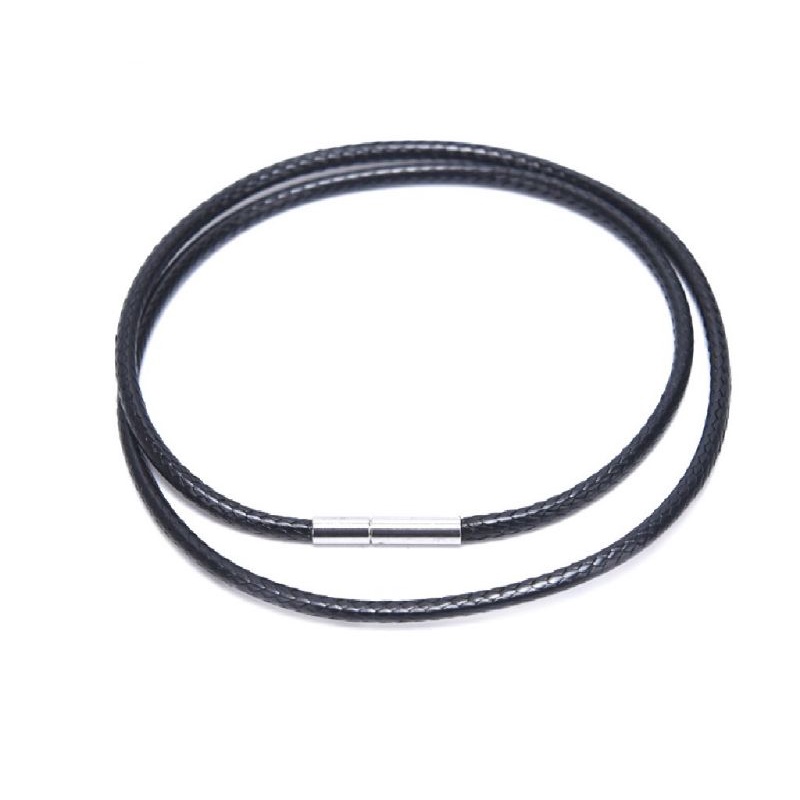 Vòng cổ nam nữ dây sáp, dây cao su khoá inox tròn màu trắng bền đẹp