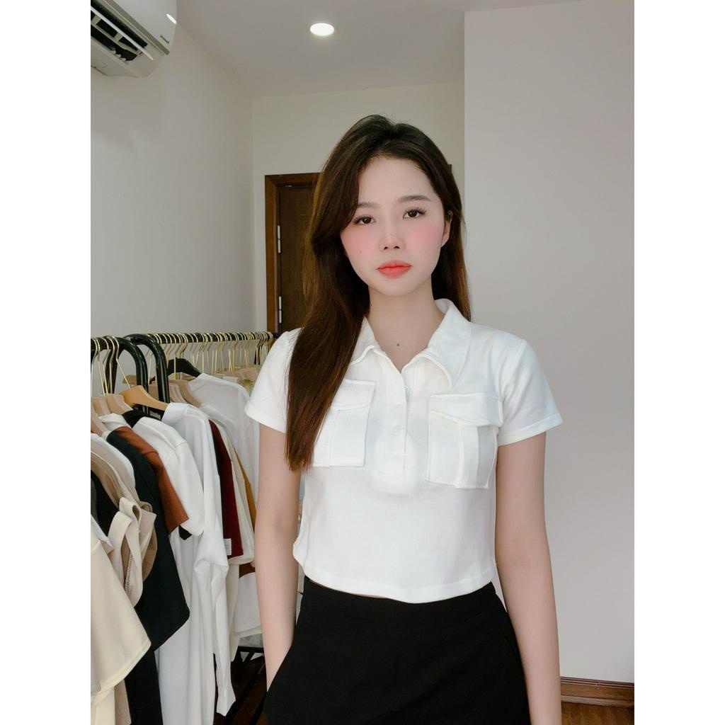 Áo Croptop Túi Hộp Nữ, Áo Hè Chất Cotton Mềm Mịn Tôn Dáng
