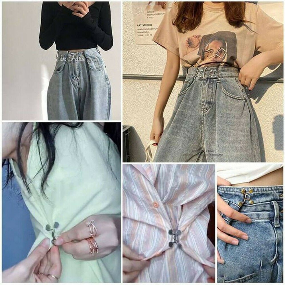 Nút gài điều chỉnh lưng quần jean rộng tiện dụng cho nữ