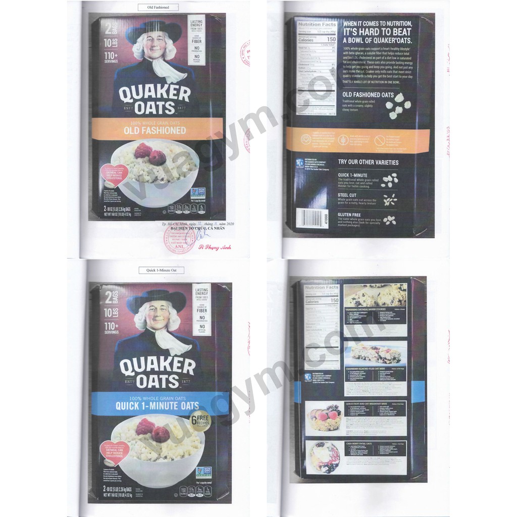 Yến mạch Quaker Quick 1-Minute Oats (Thùng 4,5kg)