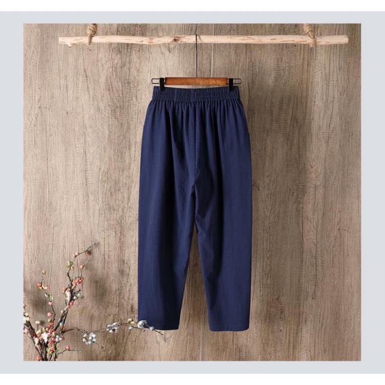Quần baggy đũi xước nhật cạp chun form đẹp