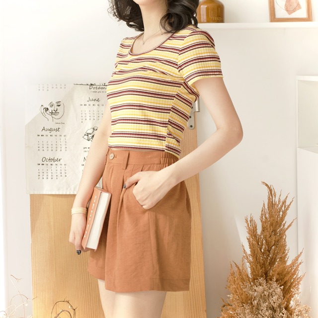 Quần Shorts Cạp Cao