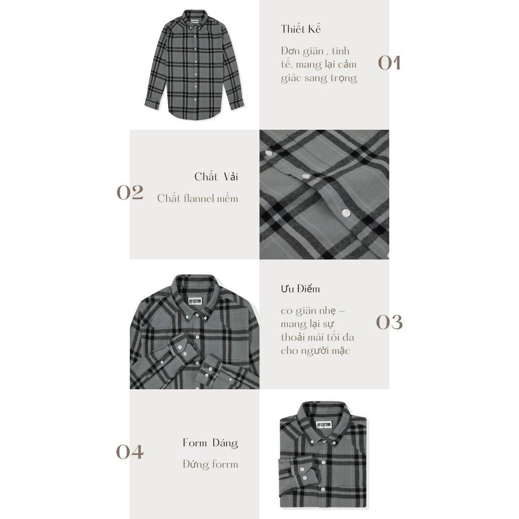 Áo Sơ Mi Nam Cao Cấp Black Grey Checked Flannel Shirt BY COTTON