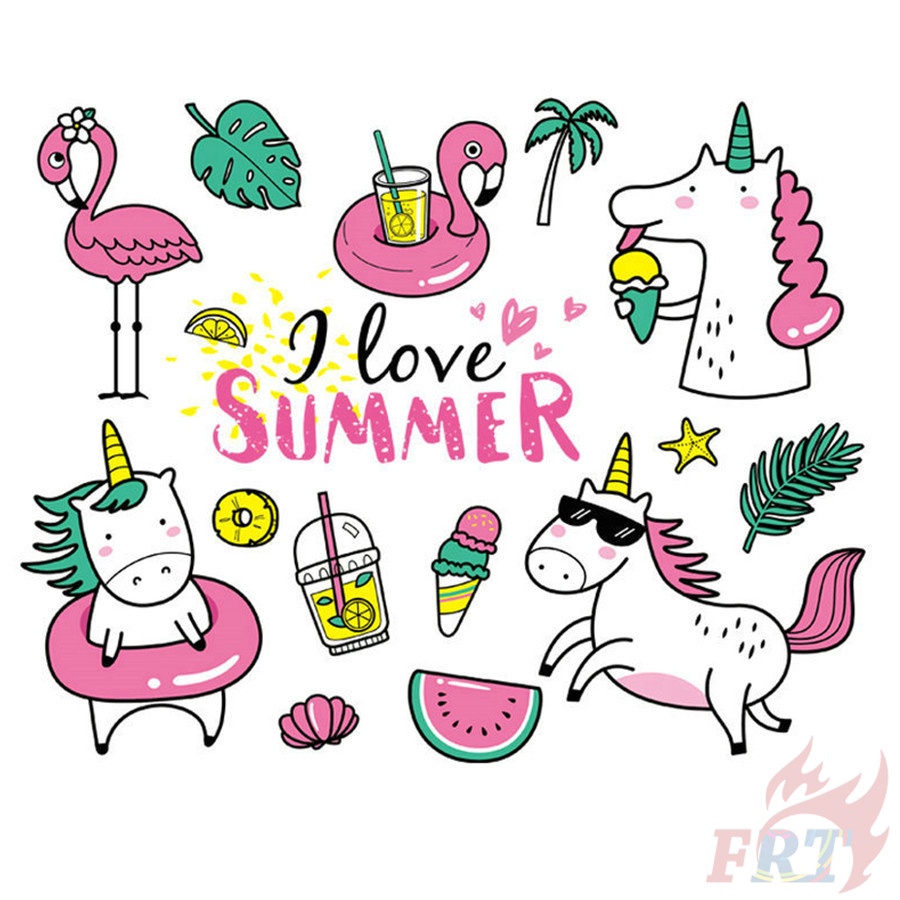 ✪ Tôi yêu Summer!Miếng Dán Vinyl Hình Kỳ Lân &amp; Hồng Hạc: Dễ Thương ✪ 1 Miếng Dán Trang Trí Công Tắc Nhiệt