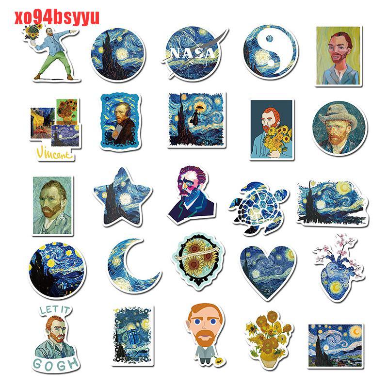 Bộ 40 Miếng Dán PVC Hình Tranh Sơn Dầu Van Gogh Xo94Bsyu