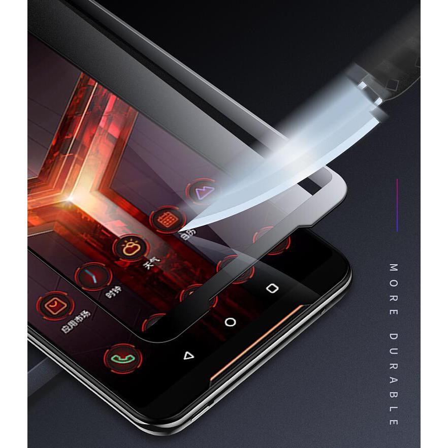 Kính cường lực 9H 2.5D viền đen bảo vệ toàn màn hình cho điện thoại ASUS ROG 2 3 5 ROG Phone II III 5 Pro 5 Ultimate