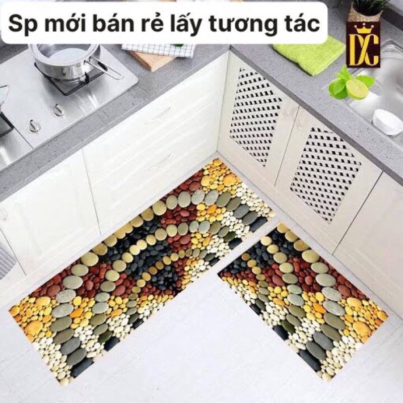 thảm bêp 3d, bộ thảm bếp 2 cái sang chảnh ( được chọn mẫu)