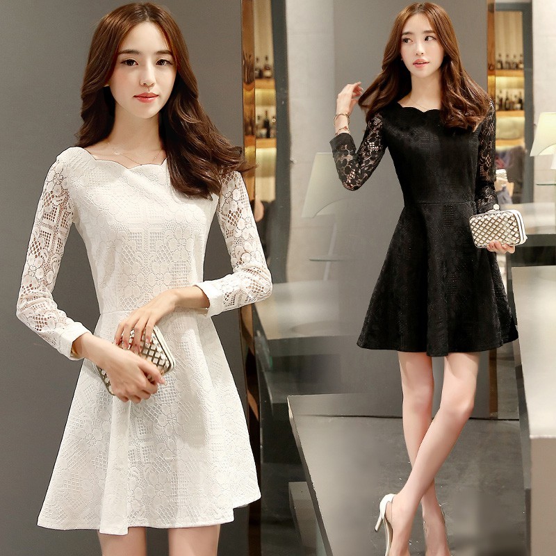 Đầm Ren Dài Tay Dự Tiệc Cho Nữ