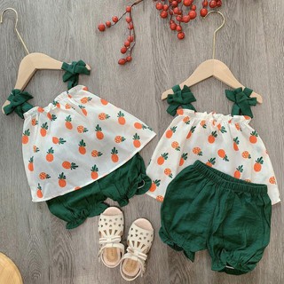 Bộ dứa 2 nơ cho bé gái