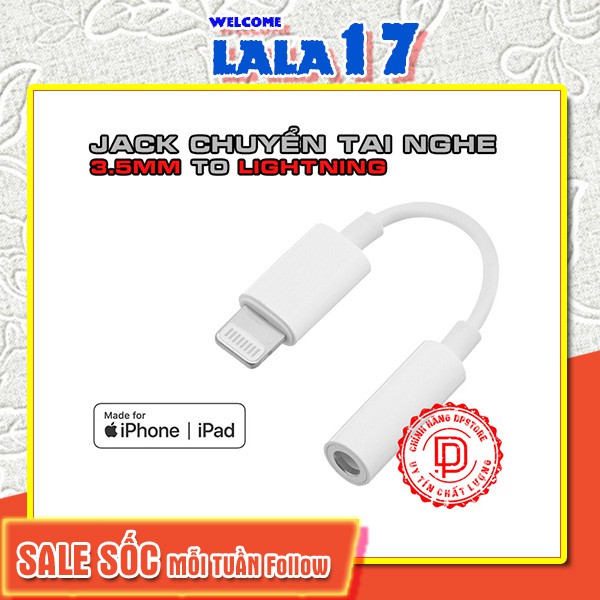 Jack cáp chuyển đổi tai nghe có mic (chuẩn Zin) 7/7plus/8/8plus/x/xr/xs/11/12/pro/max/plus/promax lightning sang 3.5mm