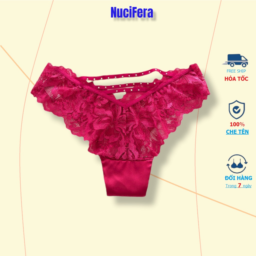 Quần lót ren nữ PinkPlay tam giác eo thấp, chất liệu cao cấp thiết kế phối lụa mềm_NuciFera