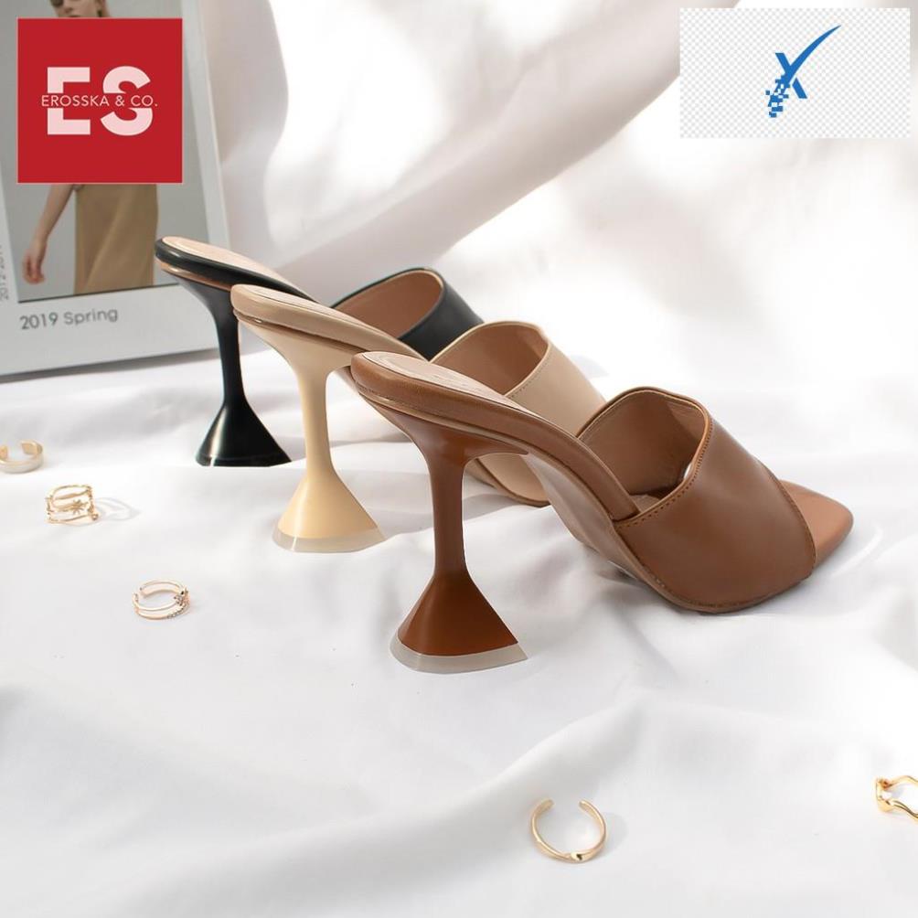 Dép cao gót Erosska mũi vuông đế nhọn hình nón cao 9cm màu nude _ EM061