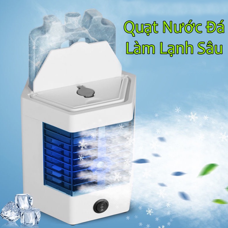 Quạt Điều Hòa Mini Để Bàn - Quạt Phun Sương 2 Trong 1 Làm Lạnh Sâu