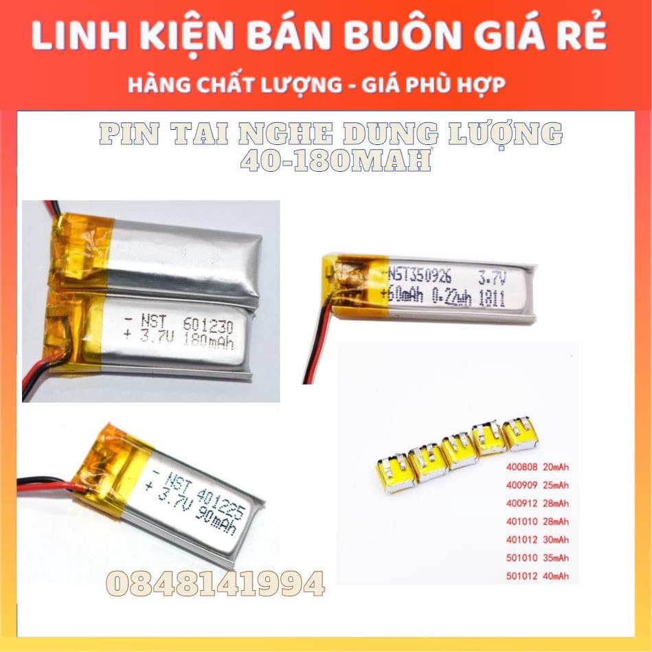 Pin Li-Po Lithium 3.7V Dung Lương Từ 40-1600mAh dành cho Tai nghe - Loa - Camera hành trình