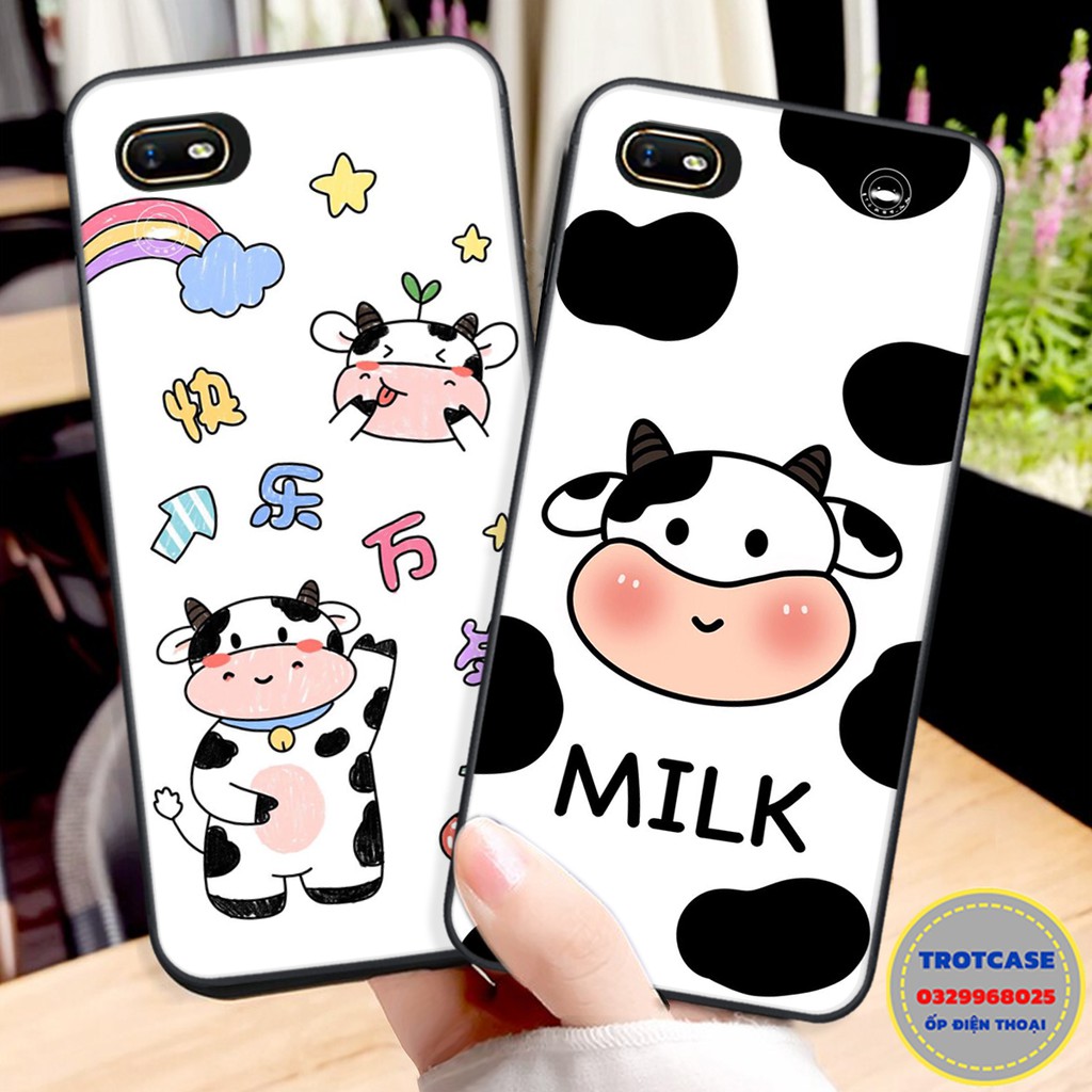 Ốp lưng điện thoại OPPO A1K / A3S / A5S / A7 - in hình bò sữa , cô gái bò sữa và mặt bò sữa đẹp , xinh
