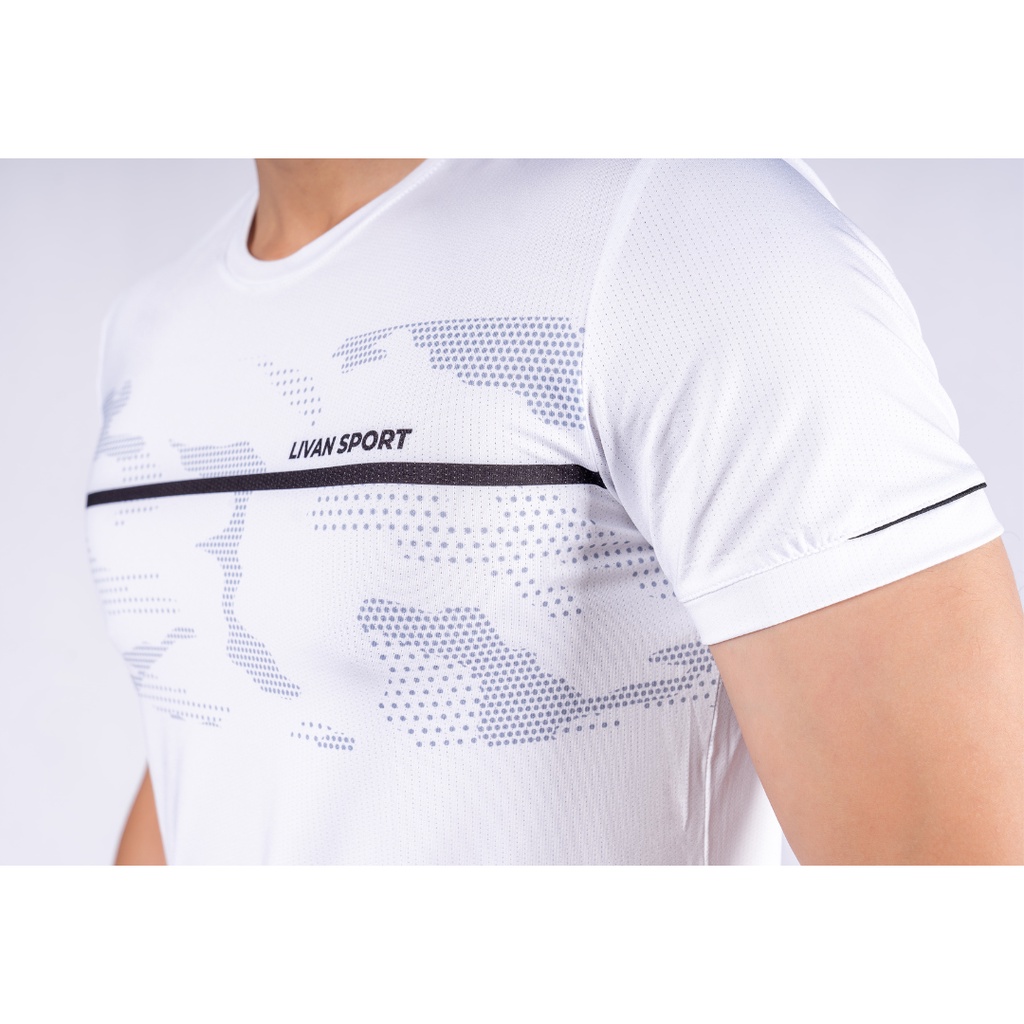 Áo T-shirt Nam Livan Sport FIT One Màu Trắng Co Giãn Thoáng Khí