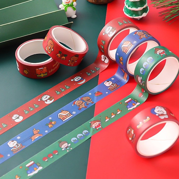 WASHI TAPE CUTE CHỦ ĐỀ NOEL, CHRISTMAS HÌNH BÁNH QUY, NGƯỜI TUYẾT, TUẦN LỘC