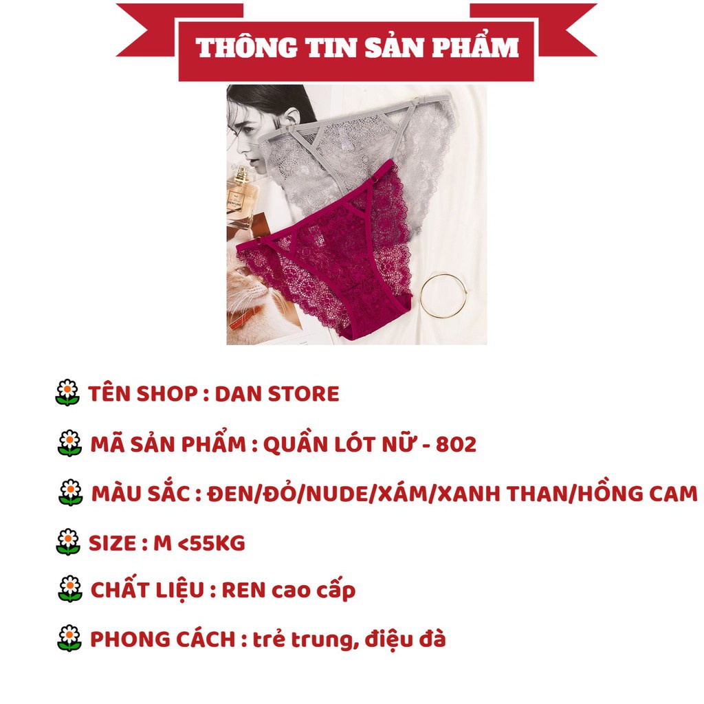 Quần Lót Nữ - Quần Lót Ren Nữ một mảnh viền bèo điệu đà - phối hoa sexy gợi cảm quyến rũ DAN STORE  Mã 802