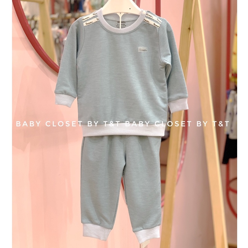 [CHÍNH HÃNG]Bộ quần áo trẻ em dài tay họa tiết chữ cài vai cotton thu đông Avaler