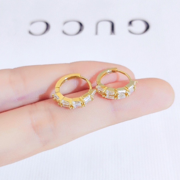 Bông tai JIUDUOLAN màu vàng đính đá zircon tinh tế hợp thời trang dễ phối đồ trang sức cho nữ
