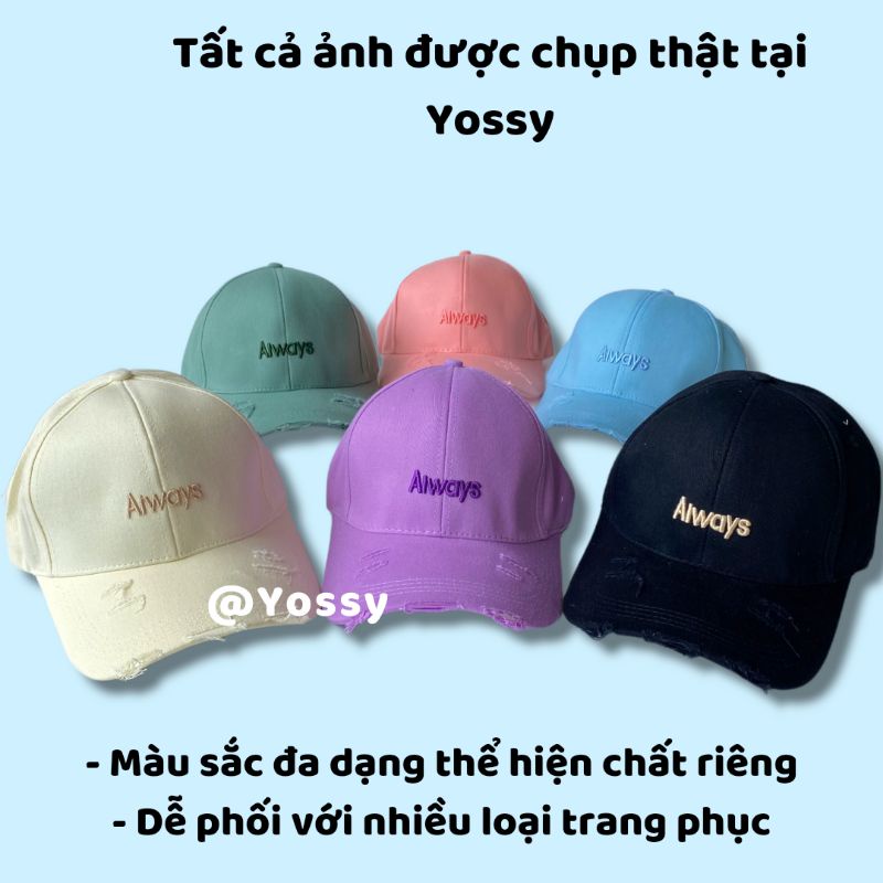 Mũ lưỡi trai rách Yossy unisex phong cách Hàn Quốc ❤ Nón kết kaki nam nữ Cao Cấp
