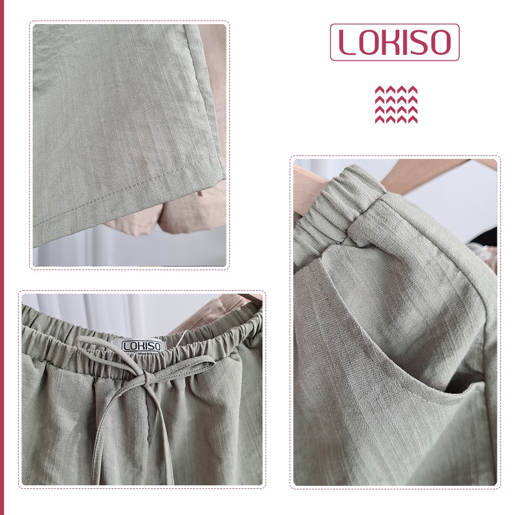 Quần short nữ đũi lưng cao ống rộng đẹp ulzzang công sở LOKISO QS04