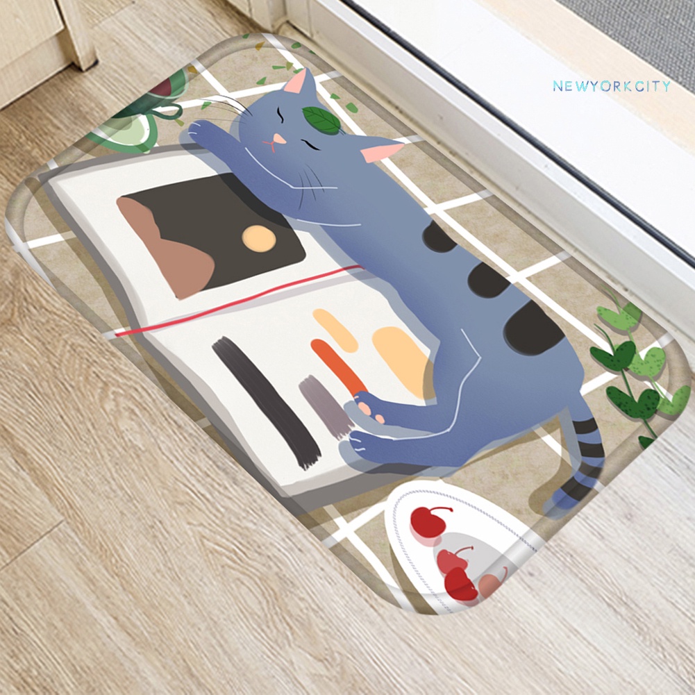Thảm Chùi Chân Chống Trượt In Họa Tiết Mèo Dễ Thương Trang Trí Nhà Cửa