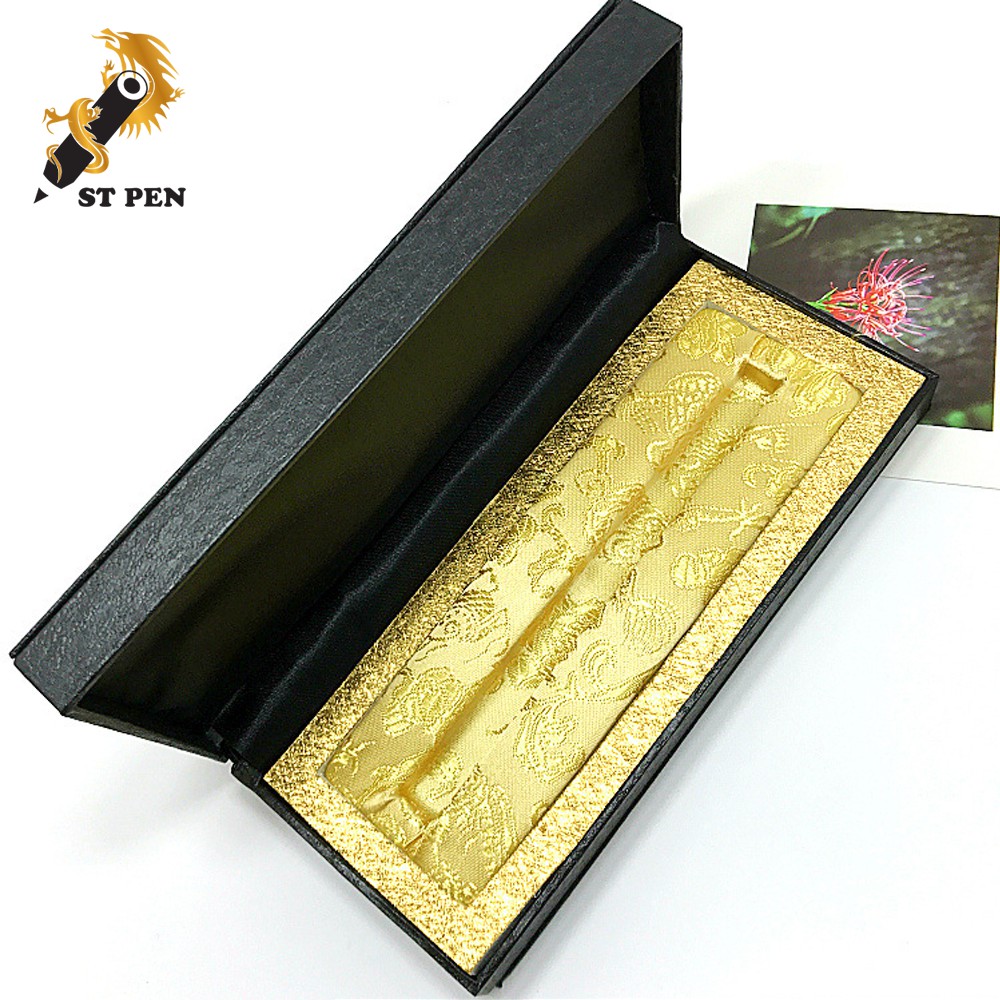 [ST PEN] Hộp Bút Cao Cấp Lót Vàng Dệt Hoa Văn,Hộp Bút Quà Tặng Lưu Niệm