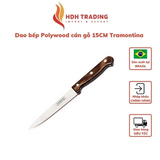 Dao bếp Tramontina 15cm lưỡi thép không gỉ cán gỗ Polywood nhập khẩu chính hãng từ Brazil