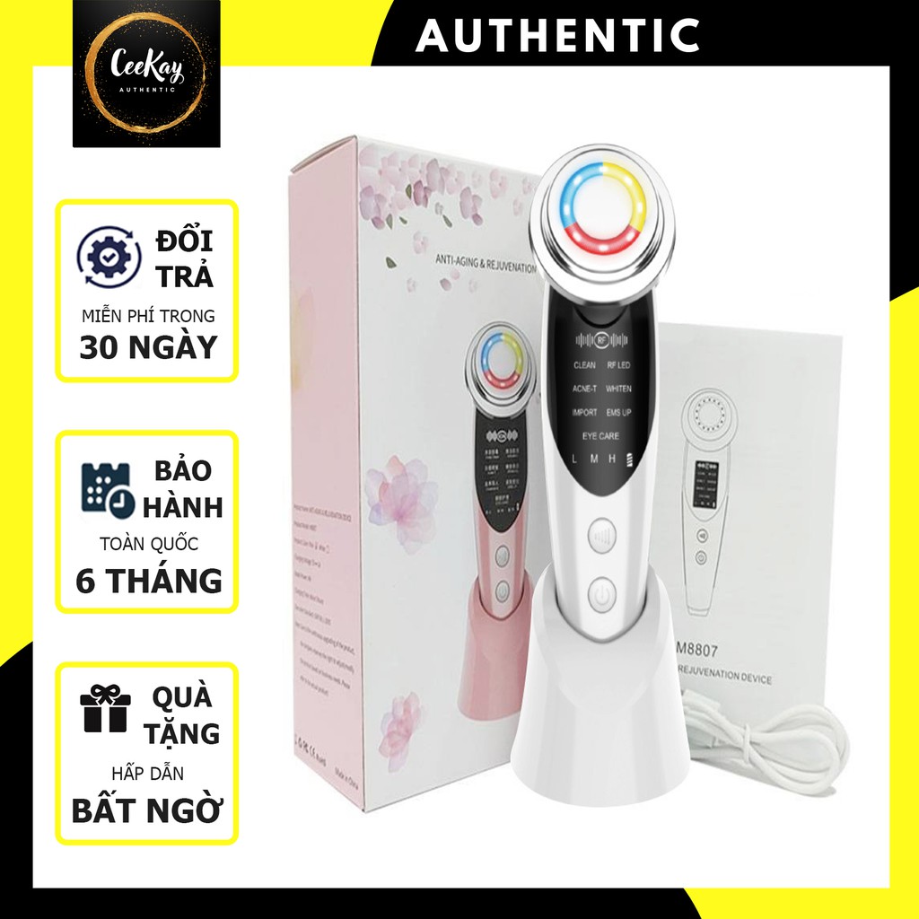 Máy massage mặt cầm tay ion 3 ánh sáng có đế- Kiểu Máy mát xa mặt có thể massage mắt di tinh chất mẫu mới 2021
