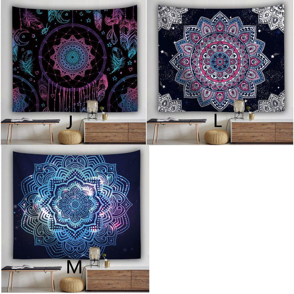 KUNHEV Thảm Treo Tường Hình Vuông Họa Tiết Hoa Mẫu Đơn Mandala