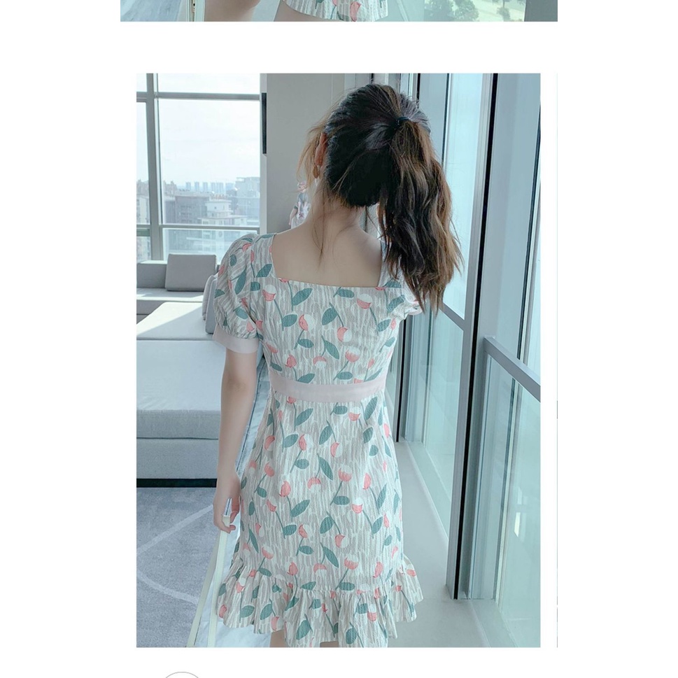Đầm chiffon In Hoa Phong Cách Pháp Thời Trang Cho Nữ